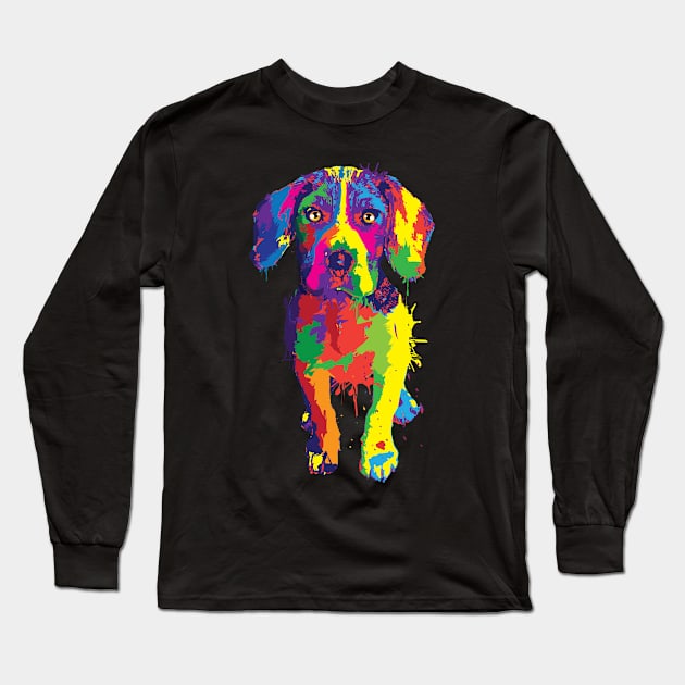 Beagle dog colorful creative artwork- pet dog lover t-shirt gift Long Sleeve T-Shirt by tmuzaa